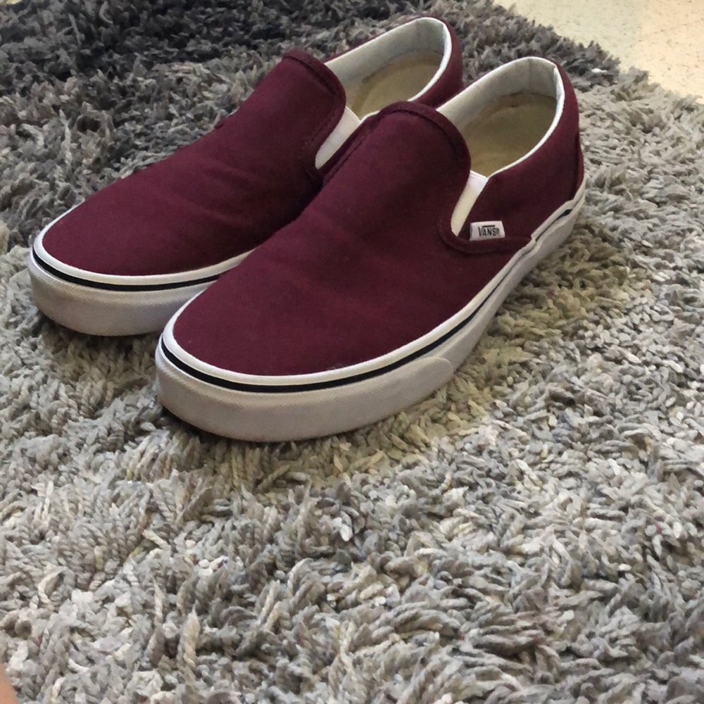 Maroon vans slip ons